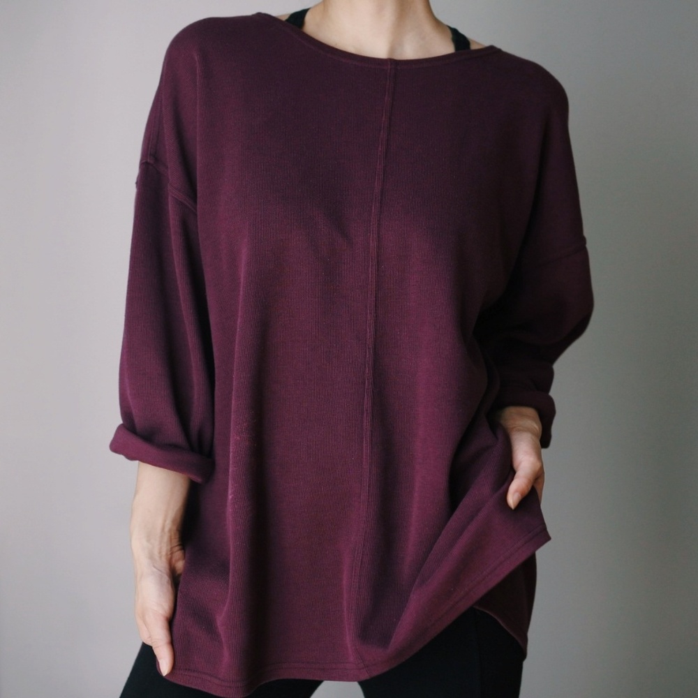 Vintage Oversized Boatneck Sweater Aubergine